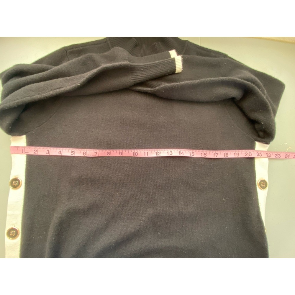 Chico's Womens 2 Black Sweater Tunic Long Sleeve Side Button Pullover Knit Top - Picture 6 of 9